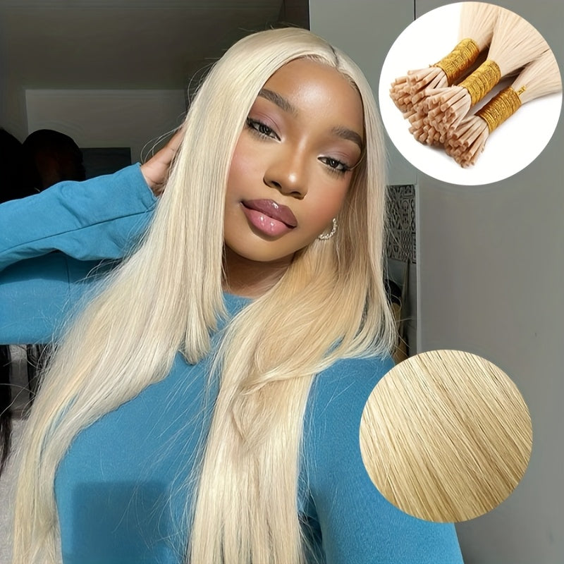 #613 Honey Blonde I Tip Human Hair Extensions Straight Natural Black I Tip Hair Extensions High-Quality Easy To Wear For Daily Styling Or Music Festival Part Exclusive Look